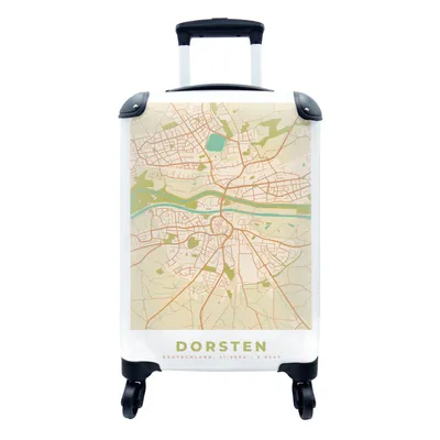 Produktbild von MuchoWow® Koffer Handgepäck Trolley Rollkoffer Kleine Reisekoffer mit 4 Rollen - Dorsten - Karte - Stadtplan - Vintage - Cabin Size < 55x40x23 cm & 55x40x20 cm - Fotokoffer - Kabinenkoffer - Boardgepäck - Reise-Box - Reisekoffer - Reisegepäck - Koffer mit Bild - Trolley für Kinder
