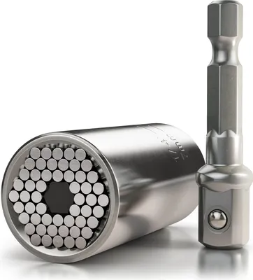 Produktbild von Brandson Premium Universal Schlüssel - Universal Steckschlüssel Multifunktions Nuss Bit Adapter - Powergrip Universalschlüssel - Universalnuss Reparatur Handwerkzeug 7-19mm mit Adapter