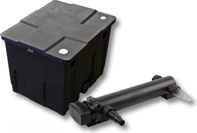 Obrázek produktu pro Kompletní sada SunSun: jezírkový filtr CBF-350 do 12000 litrů jako průtokový filtr, jezírkový odlučovač CUV-324 UVC odlučovač s výkonem 24 W UV-C