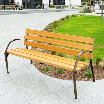 Produktbild von REKORD Kleopatra Tek Gartenbank 170x61x81cm Robuste Parkbank aus Gusseisen und Holz mit Rückenlehne Wetterfeste Sitzbank für Garten Terrasse