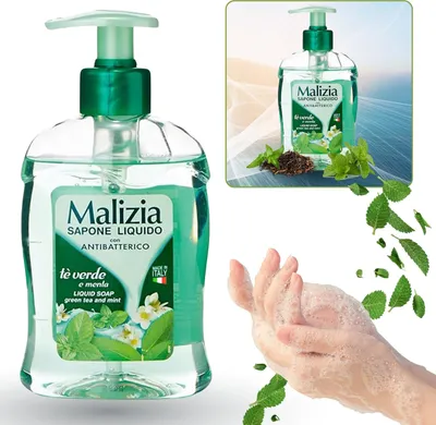 Produktbild von Malizia Flüssigseife mit Pumpe - Grüner Tee und Minze 300 ml