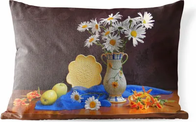 Produktbild von MuchoWow® Outdoor Kissen - Stillleben - Gänseblümchen - Blumen - 60x40 cm - Wetterfest - Lounge Kissen - Zierkissen - Kissen für Innenräume