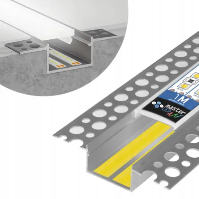Produktbild von MasterLED LED-Profil für Gipskarton 2 m Schwarz 12 mm mit Milchabdeckung