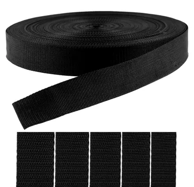 50m PP Gurtband, Polyester, 1,3mm stark, schwarz 50mm