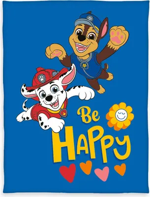 Produktbild von Herding Fleecedecke 130x170cm Paw Patrol Be Happy Kuscheldecke Blau Bunt Kinder Decke Fleece