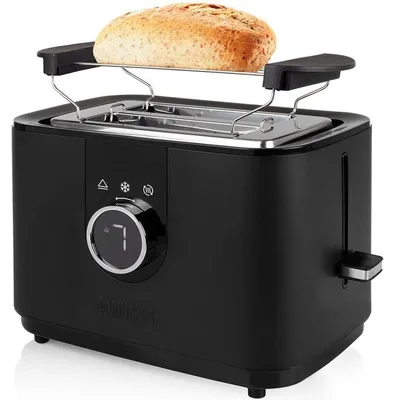 Produktbild von Princess 142360, 2 Scheibe(n), Schwarz, Silber, Edelstahl, Niveau, Drehregler, 920 W, 230 V