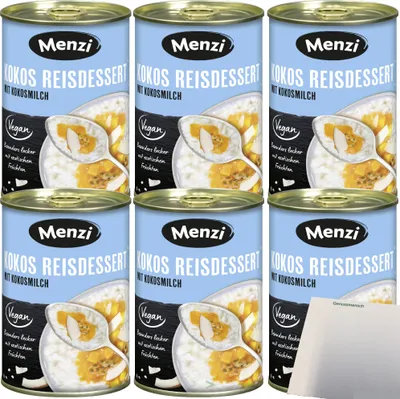 Produktbild von Menzi Kokos Reisdessert 6er Pack (6x400g Dose) + usy Block