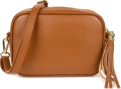 Obrázek produktu pro Dámská kožená taška přes rameno Camel s třásněmi