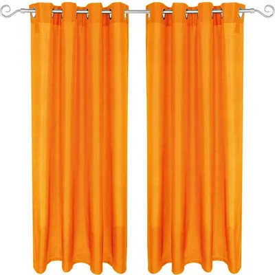 Image de lot de 2 rideaux opaques Alessia avec œillets 140x175cm orange