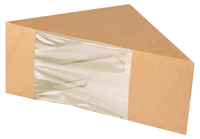 Produktbild von 50x Sandwichboxen aus Pappe mit Sichtfenster aus PLA 123x123x82mm braun