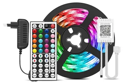 Produktbild von LED-Lichtstreifen - Smarte LED-Leiste - App-Steuerung - RGB-Farbwechsel - Musik-Synchronisation - SMD5050 - 12 V - 5 m