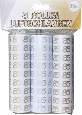 Produktbild von Udo Schmidt Luftschlangen 85 Geburtstag weiß Gold Silber, 3 Rollen