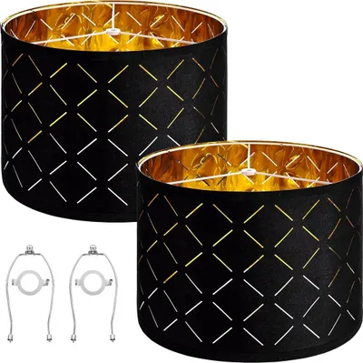 Obrázek produktu pro Sada 2 kulatých stínidel 13 x 13 x 10 palců s harfou (černá)