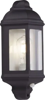 Produktbild von Wandleuchte außen Glas Aluminium Bewegungsmelder E27 IP44 H: 36 cm Schwarz Maritim
