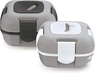 Produktbild von Famanu Lunchbox Set 2 Stück - Lekfrei mit Wärmeabfuhrventil, Grau