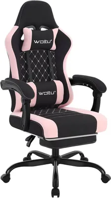 Produktbild von WOLTU Gaming Stuhl mit Massagefunktion, Taschenfederkissen, ergonomisch, Netzstoff : Schwarz+Rosa Farbe: Schwarz+Rosa