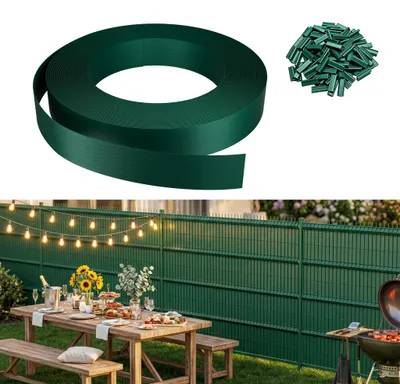 Produktbild von XINZI PVC Sichtschutzstreifen Zaun Sichtschutz Balkonsichtschutz Wetterfest UV-beständig Mit Befestigungsclips Für Garten Balkon Terrasse 35m Grün