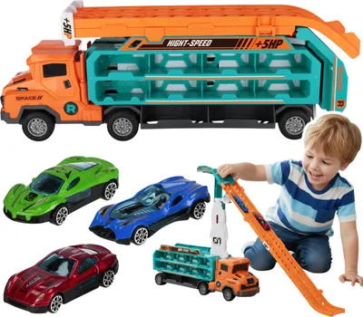 Obrázok produktu pre Nákladné auto so SKLADACÍM raketovým pásom + AUTÁ, hračka odťahové vozidlo 3+ MEGA CREATIVE