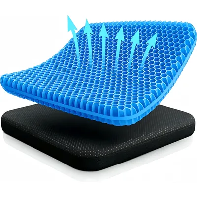 Produktbild von Extra Groß & Dick Sitzkissen für Langzeit-Sitzen, Atmungsaktiv, für Bürostühle, Rollstühle, Auto & Sofa – Perfektes Reisegeschenk, Blau, 42*36*3.5cm