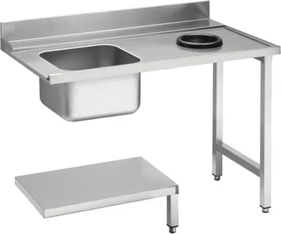 Produktbild von KBS Zulauftisch Becken links mit Abfallloch Grundboden 1200x715x850 mm