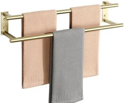 Productafbeelding van Mooche Handdoekhouder voor badkamer, lengte 60 cm, handdoekstangen, wandhouder, roestvrij staal, handdoekhouder, roestvrij en duurzaam, goud