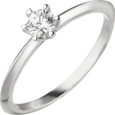 Produktbild von Gr. 54 Damen Ring 585 Gold Weißgold 1 Diamant Brillant 0,25 ct. Diamantring Solitär