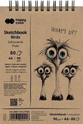 Zdjęcie produktu dla Szkicownik na spirali Ptaki A6 90g.80ark. biały Happy Color