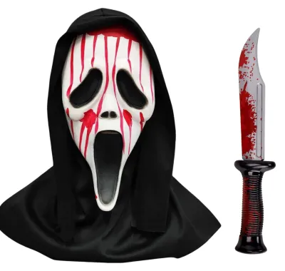 Immagine prodotto di Maschera e coltello di Scream - Costume di Halloween - Travestimento - Costume horror di Scream