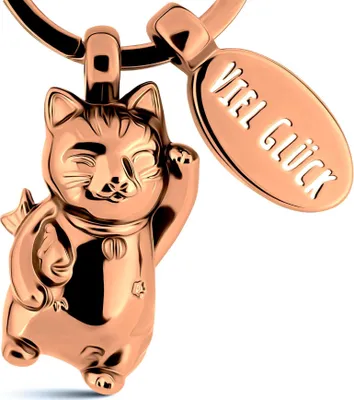 Produktbild von LANOLU Schlüsselanhänger Katze, Glückskatze Maneki Neko, Lucky Cat Schlüsselanhänger Glücksbringer, Mutmacher Geschenk Katzenliebhaber