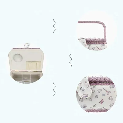 Produktbild von Nähkasten Aufbewahrungsbox mit Herausnehmbarer Schublade und Nadelkissen - Nähset Organizer für Anfänger Nähkasten