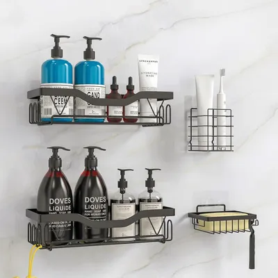 Produktbild von Duschablage ohne Bohren, Rostfrei, Wasserdicht, Badezimmer Organizer, 4 Stück