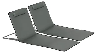 Produktbild von Strandmatte 2er Set klappbar, 5-stufig verstellbar, PE-Gewebe UV-beständig, inkl. Tragetasche – Strandliege leicht tragbar | 124x53 cm | flach 4 cm