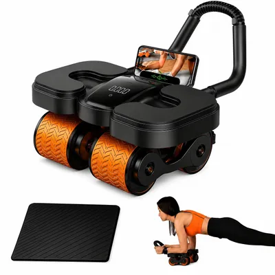 Produktbild von 4-rädriger Automatischer Rückfederung Bauchtrainer,Ab Roller Wheel mit LCD-Display, Intelligenz zählen, bauchtrainer elektrisch mit Ellbogenstütze