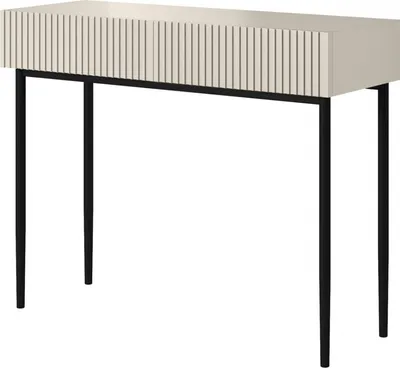 Zdjęcie produktu dla Toaletka 100 cm z lustrem 60 cm ryflowana kaszmir czarne nóżki szuflady Nicole