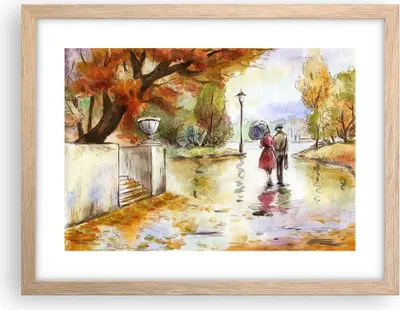 Produktbild von Gerahmtes Poster - Rahmen in heller Eiche - Wetter regen herbst park - 40x30 cm - Wand Bild - Wanddeko - Wandbilder - Wandposter - Bilderrahmen - Bilder - Kunstdruck - Wandbild - P2NAA40x30-2914