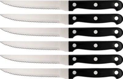 Produktbild von 6x Steakmesser Edelstahl Pizzamesser Steak Messer Grillbesteck Fleischmesser Set