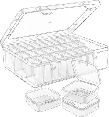 Produktbild von Praktische transparente Aufbewahrungsboxen für kleine Perlen und Zubehör, Set von 62 Stück