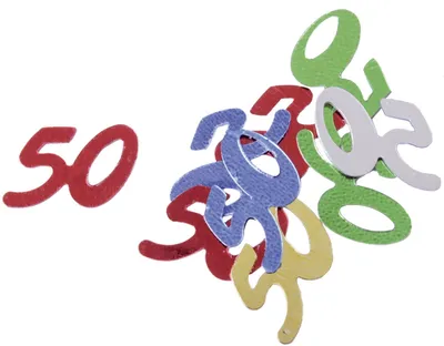 Imagen del producto de PaperStyle 45099, confeti con forma del número 50, 10 gramos, aproximadamente 15 mm, de colores variados