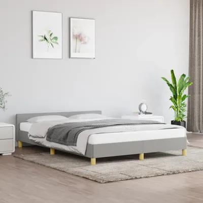 Produktbild von The Living Store Bettgestell mit Kopfteil Hellgrau 140x200 cm Stoff