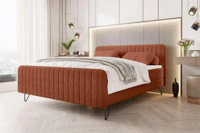 Produktbild von 99rooms Lucio Boxspringbett Boucle-Stoff ANTHOLOGY Terracotta 140x200 cm