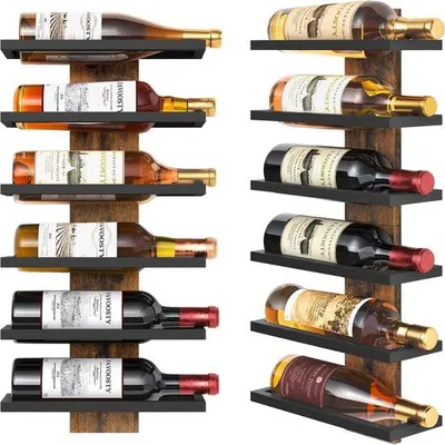 Image de Étagère à vin murale à 3 niveaux, en métal noir