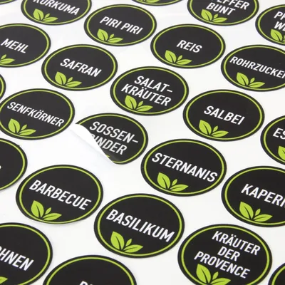 Produktbild von Gewürzetiketten Design schwarz matt wasserfest 32mm