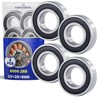 4 Kugellager 6000 2RS, 10 x 26 x 8 mm, doppelt abgedichtet