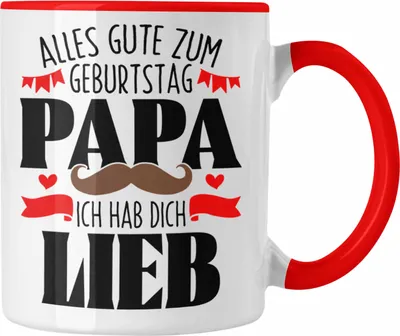 Produktbild von Trendation - Papa Geschenk Tasse Geburtstag Ich Hab Dich Lieb Vater Geschenkidee zum Geburtstag von Sohn Tochter (Rot)