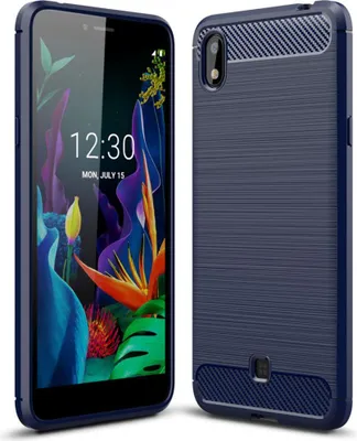 Produktbild von Schutzhülle Handyhülle für LG K20 2019 Case Cover Carbon Optik Blau