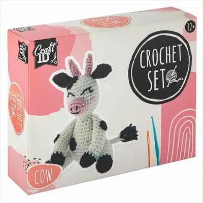 Produktbild von Komplettes Strickset zum Stricken einer Kuh mit Garn, Füllmaterial und Anleitung