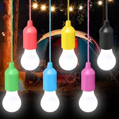 Obrázok produktu pre Sada 6 prenosných LED svietidiel do stanov, s vypínačom, na turistiku, rybolov, do kancelárie, na záhradu a na grilovanie.