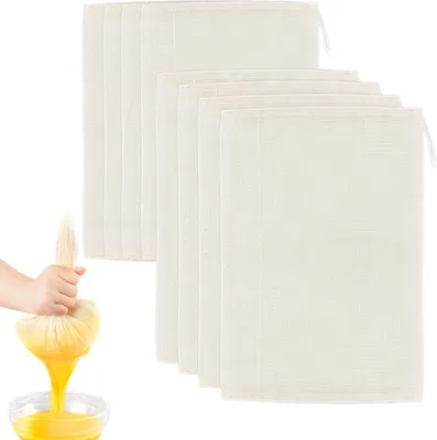 Produktbild von 8 Stück Nussdrinkbeutel Set 20 * 30cm Passiertuch Wiederverwendbar Nussdrinkbeutel  Waschbar Nut Milk Bag für Nussdrink Käse Kaffee Joghurt Fruchtsaft