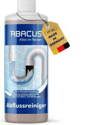Produktbild von ABACUS® Abflussreiniger & Rohrreiniger, Rohrfrei, Abflussfrei – entfernt Haare und Ablagerungen in Rohren und Abflüssen – Abflussreiniger 1x 1000 ml