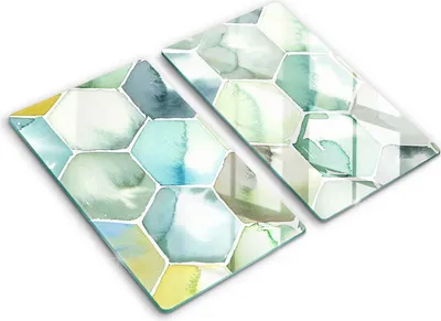 Produktbild von Glasschneideplatte - Herdabdeckplatte - 2x30x52 cm -Schneidebrett - Spritzschutz -Aquarellangriffen